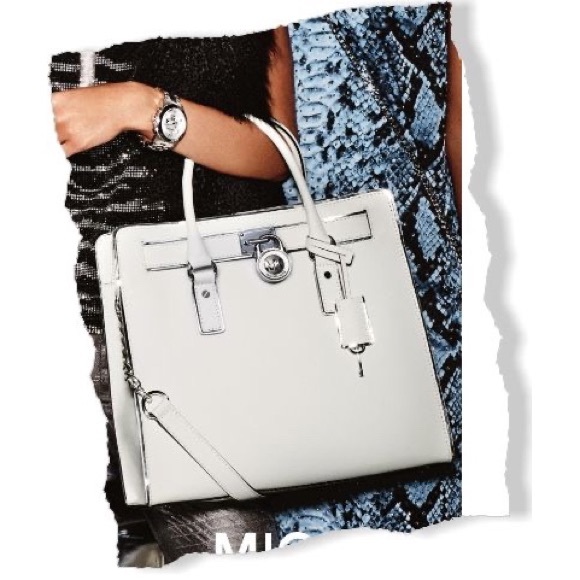 Michael Kors Hamilton Specchio E W Satchel Optic White - Picture 16 of 16